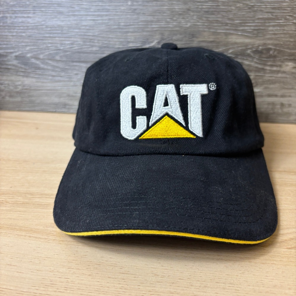 CAT Hat Cap Strap Back Black Outdoors Work Wear One Size Adjustable Mens‎